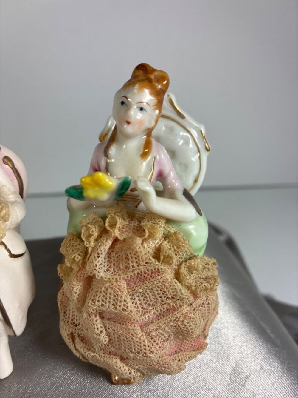 Vintage Porcelain Lace Figurine Trio Victorian Style - Picture 2 of 16